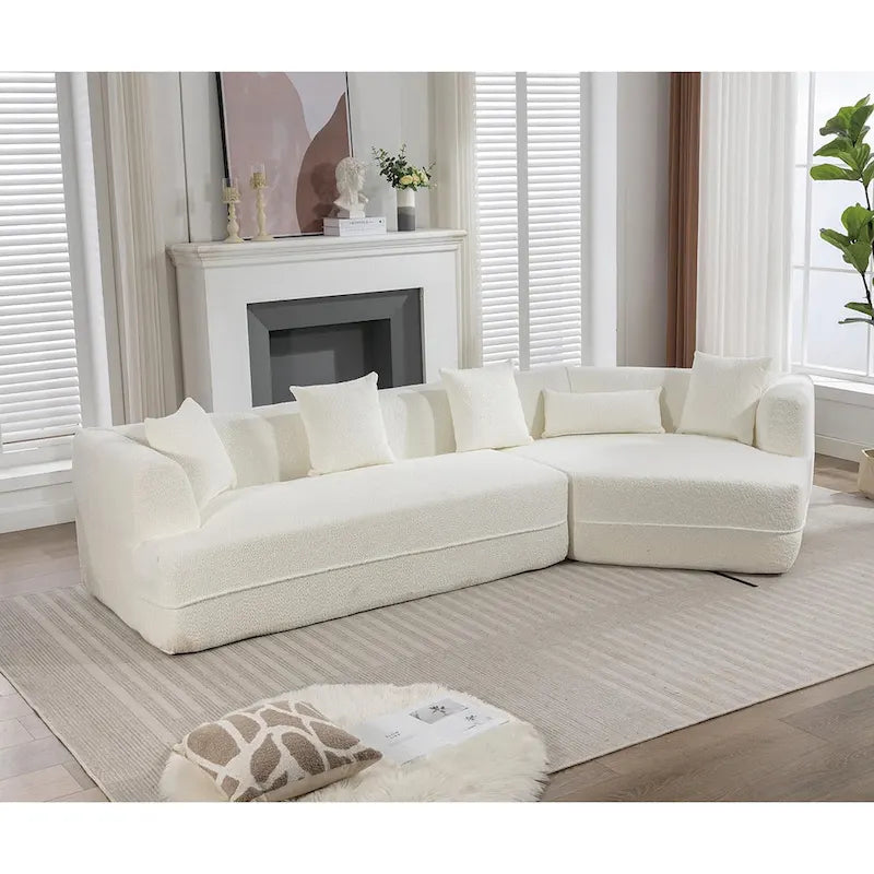 Divano componibile bouclé con funzione letto e libera combinazione