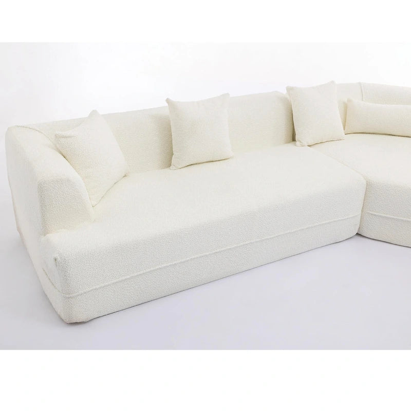 Divano componibile bouclé con funzione letto e libera combinazione