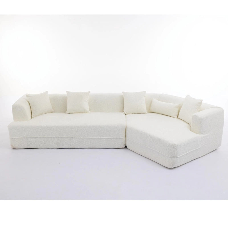 Divano componibile bouclé con funzione letto e libera combinazione