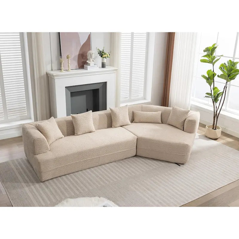 Divano componibile bouclé con funzione letto e libera combinazione
