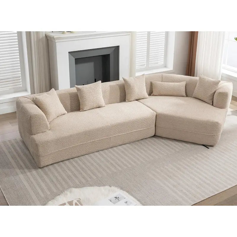 Divano componibile bouclé con funzione letto e libera combinazione