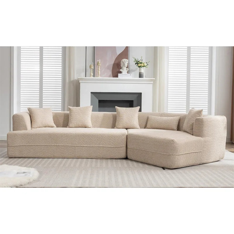 Divano componibile bouclé con funzione letto e libera combinazione