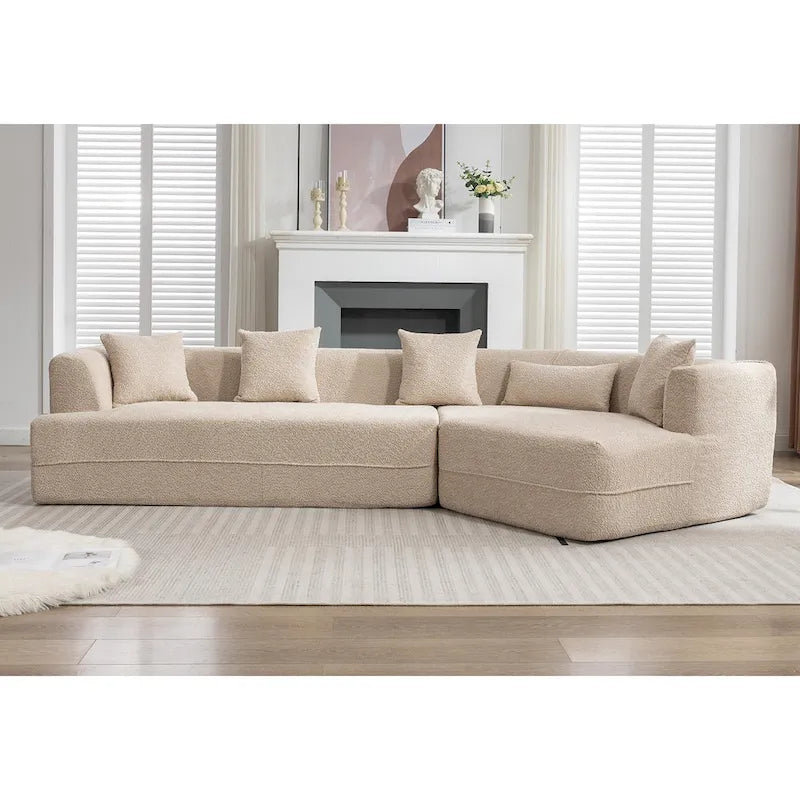 Divano componibile bouclé con funzione letto e libera combinazione