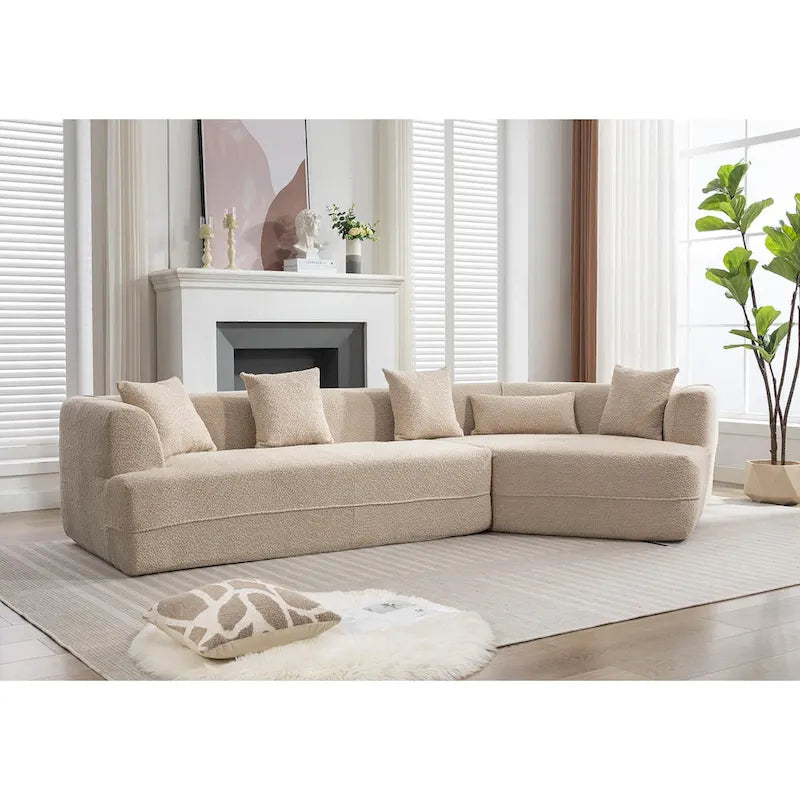Divano componibile bouclé con funzione letto e libera combinazione