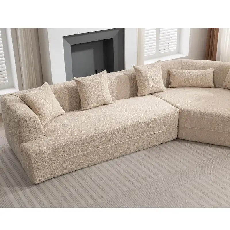 Divano componibile bouclé con funzione letto e libera combinazione