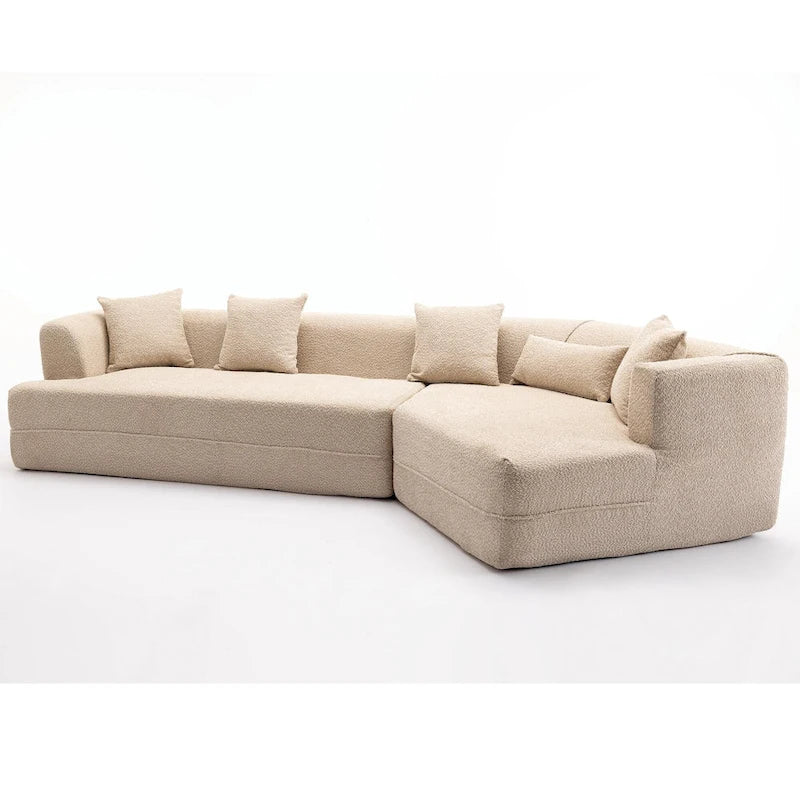 Divano componibile bouclé con funzione letto e libera combinazione