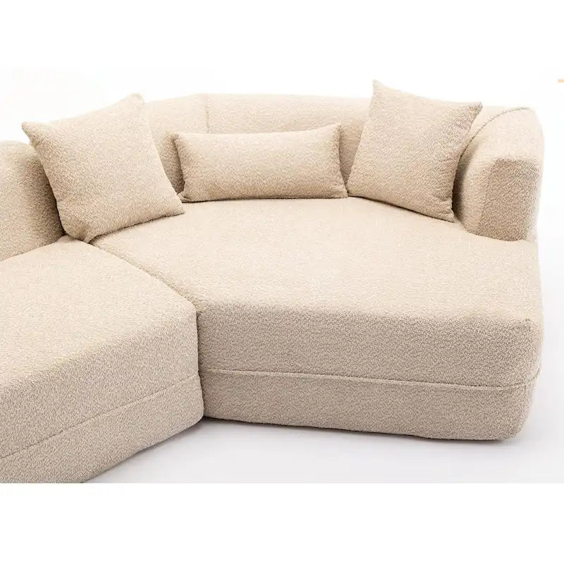 Divano componibile bouclé con funzione letto e libera combinazione