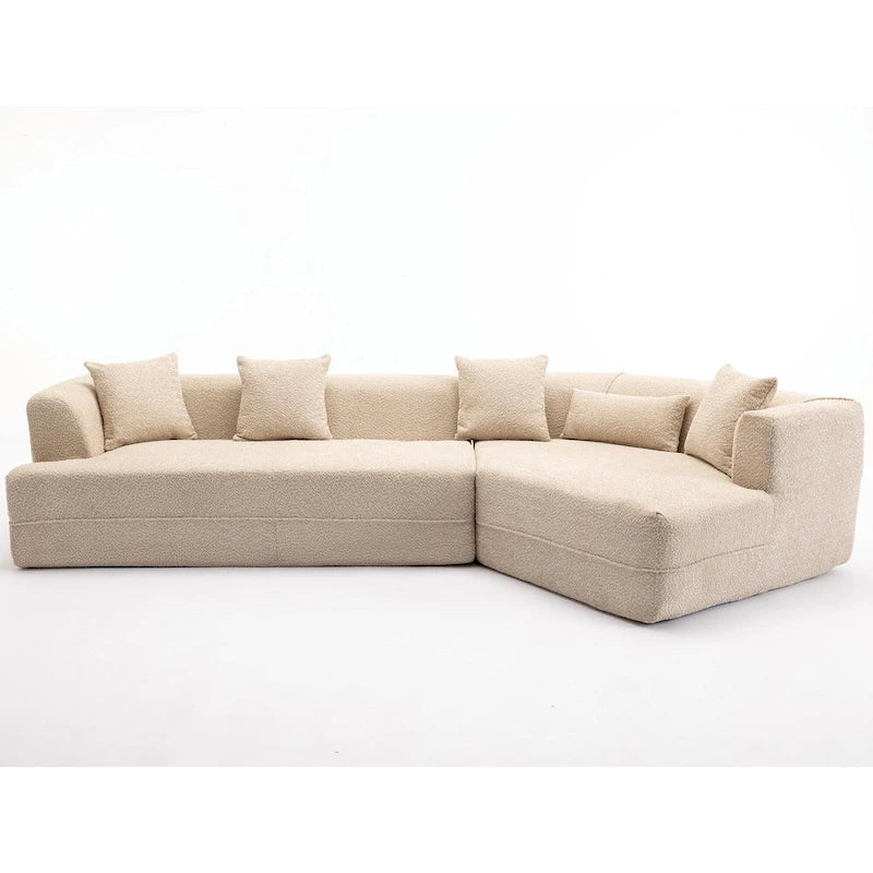 Divano componibile bouclé con funzione letto e libera combinazione