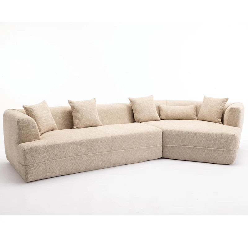 Divano componibile bouclé con funzione letto e libera combinazione