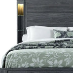 Struttura letto king size illuminata in legno anticato grigio scuro