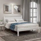 Letto a piattaforma in legno Twin Size con testiera classica, struttura letto imbottita per camera da letto, nessuna molla necessaria, facile montaggio