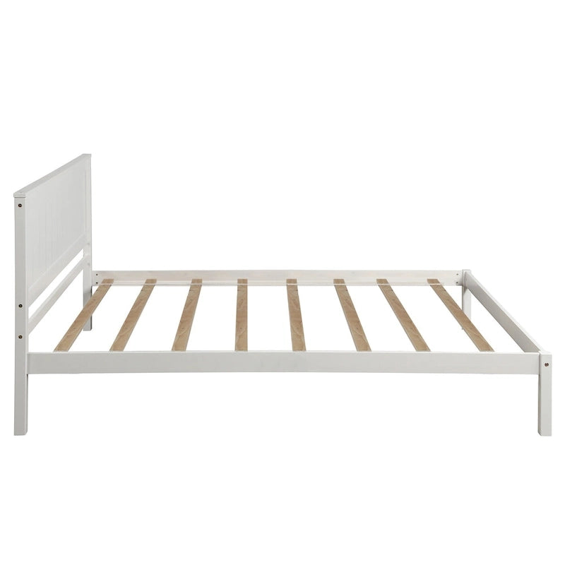 Letto a piattaforma in legno Twin Size con testiera classica, struttura letto imbottita per camera da letto, nessuna molla necessaria, facile montaggio