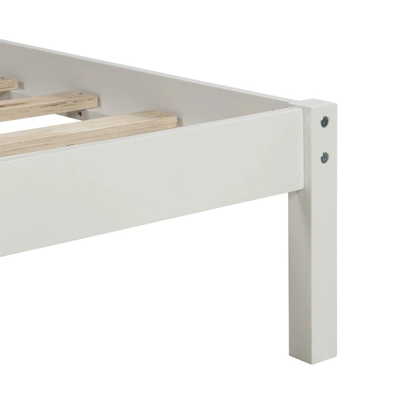 Letto a piattaforma in legno Twin Size con testiera classica, struttura letto imbottita per camera da letto, nessuna molla necessaria, facile montaggio