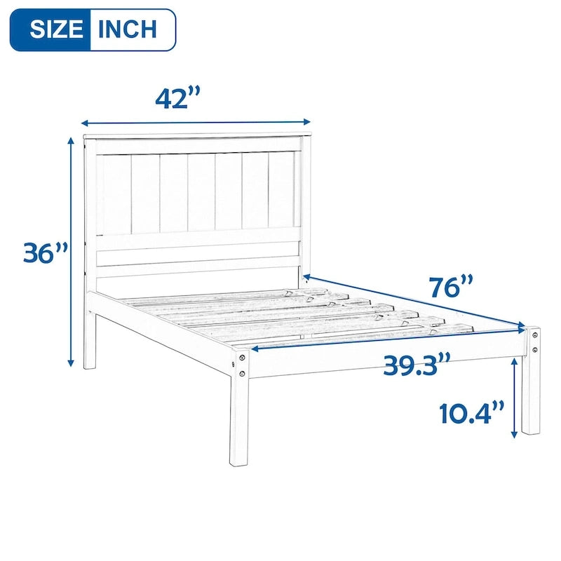 Letto a piattaforma in legno Twin Size con testiera classica, struttura letto imbottita per camera da letto, nessuna molla necessaria, facile montaggio