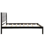 Letto a piattaforma in legno Twin Size con testiera classica, struttura letto imbottita per camera da letto, nessuna molla necessaria, facile montaggio