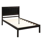 Letto a piattaforma in legno Twin Size con testiera classica, struttura letto imbottita per camera da letto, nessuna molla necessaria, facile montaggio