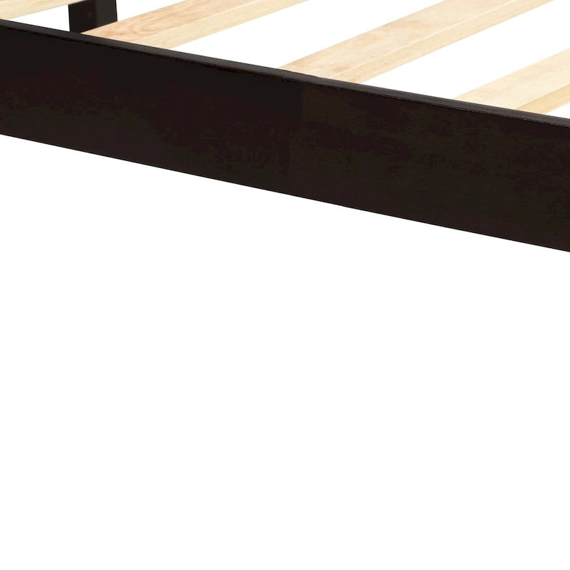 Letto a piattaforma in legno Twin Size con testiera classica, struttura letto imbottita per camera da letto, nessuna molla necessaria, facile montaggio