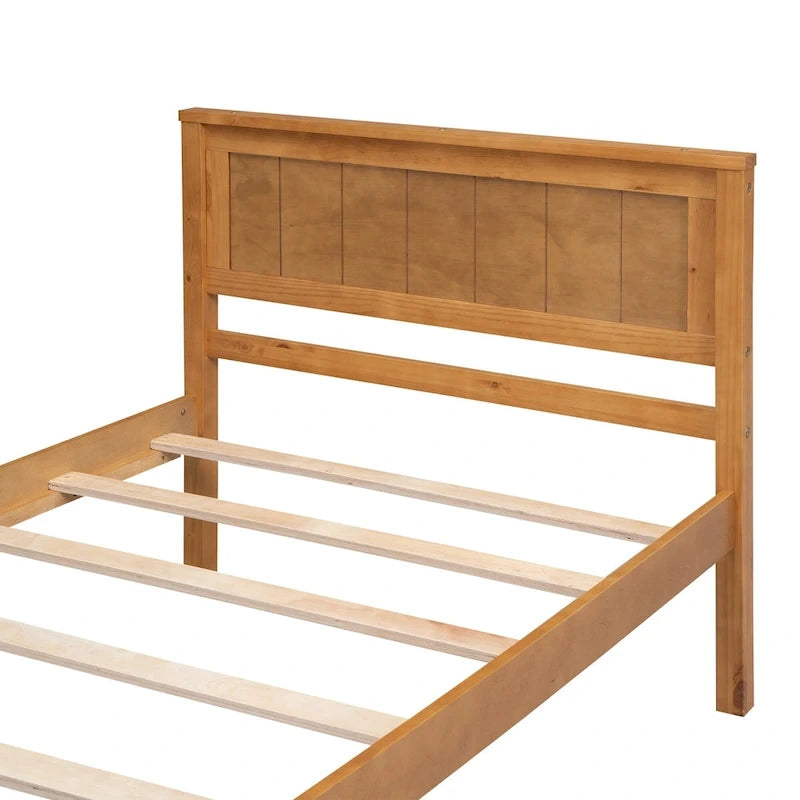 Letto a piattaforma in legno Twin Size con testiera classica, struttura letto imbottita per camera da letto, nessuna molla necessaria, facile montaggio