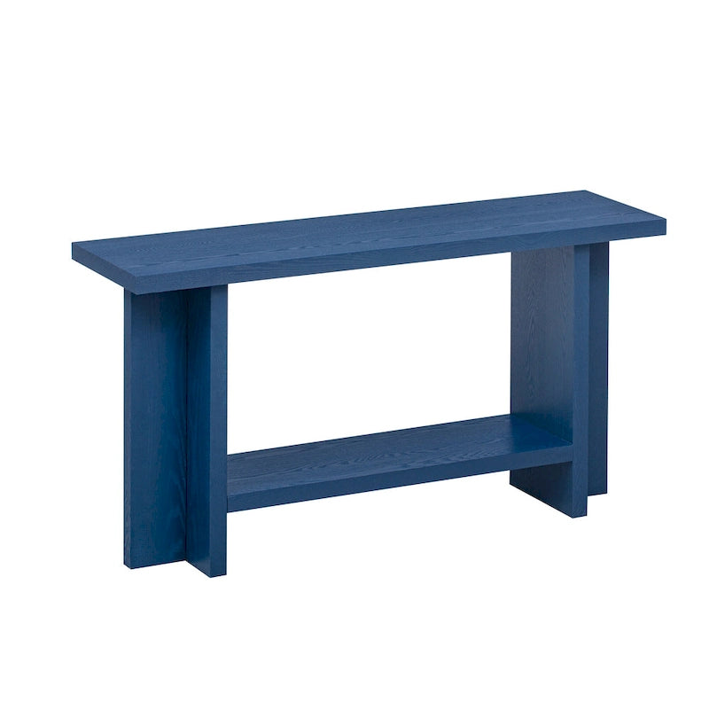 Consolle d'Ispirazione Vintage, Impiallacciatura in Legno di Frassino con Gambe a T per Studio, Ingresso, Corridoio, Soggiorno