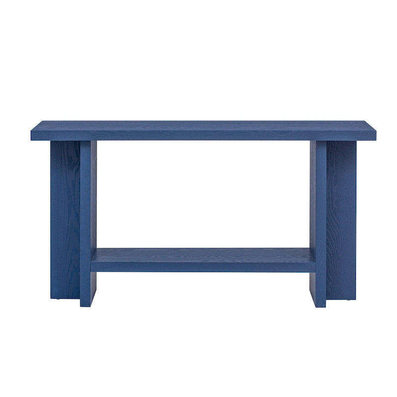 Consolle d'Ispirazione Vintage, Impiallacciatura in Legno di Frassino con Gambe a T per Studio, Ingresso, Corridoio, Soggiorno