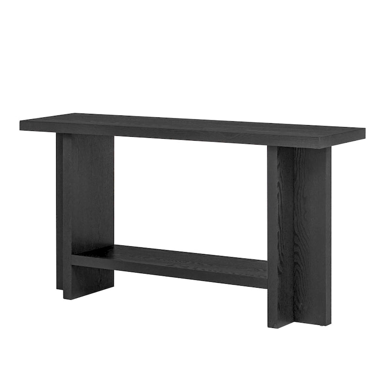Consolle d'Ispirazione Vintage, Impiallacciatura in Legno di Frassino con Gambe a T per Studio, Ingresso, Corridoio, Soggiorno