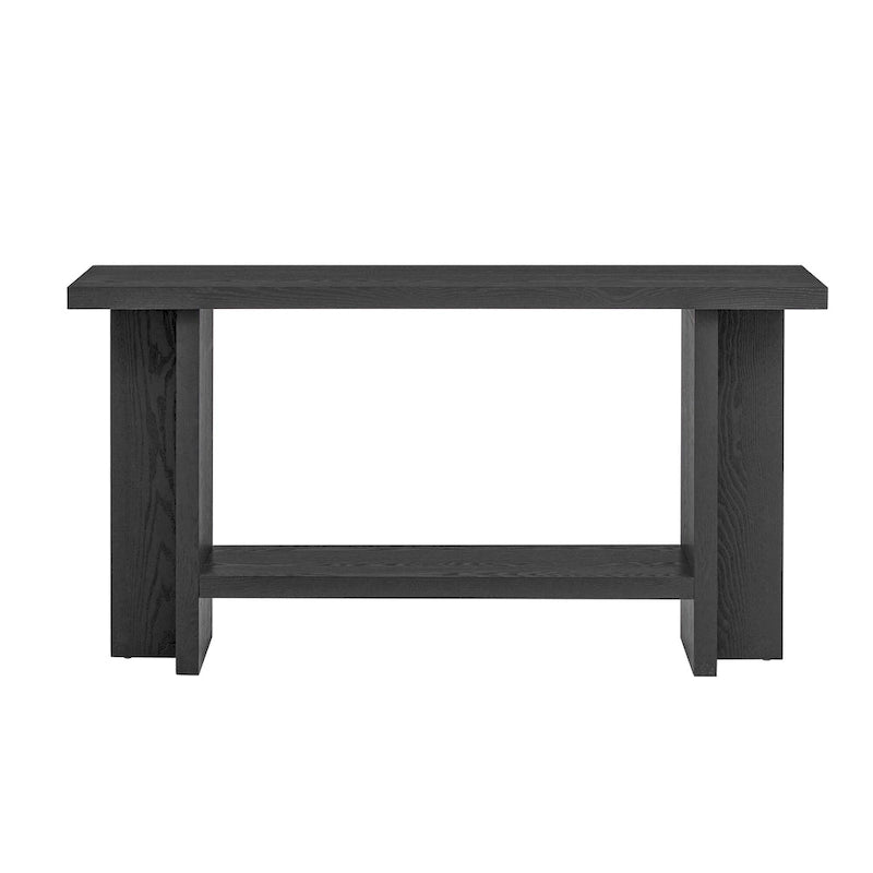 Consolle d'Ispirazione Vintage, Impiallacciatura in Legno di Frassino con Gambe a T per Studio, Ingresso, Corridoio, Soggiorno