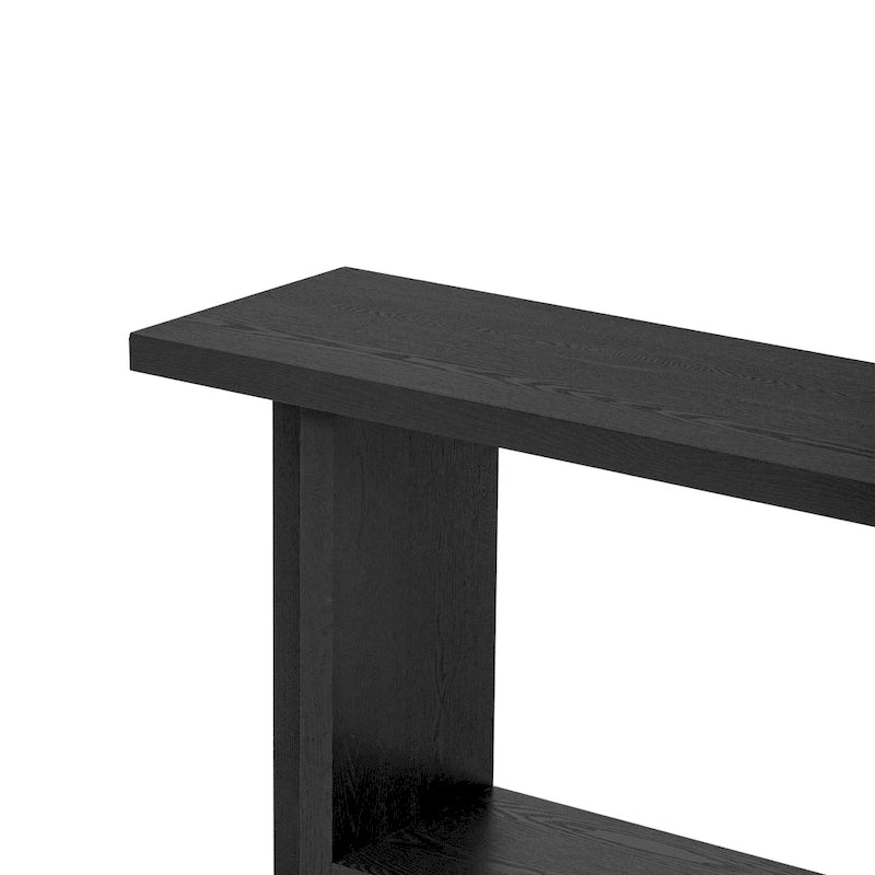 Consolle d'Ispirazione Vintage, Impiallacciatura in Legno di Frassino con Gambe a T per Studio, Ingresso, Corridoio, Soggiorno