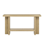 Consolle d'Ispirazione Vintage, Impiallacciatura in Legno di Frassino con Gambe a T per Studio, Ingresso, Corridoio, Soggiorno