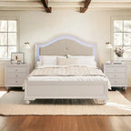 Letto a piattaforma imbottito Queen con luci a LED e illuminazione regolabile