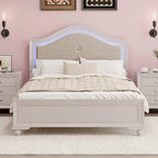 Letto a piattaforma imbottito Queen con luci a LED e illuminazione regolabile