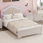 Letto a piattaforma imbottito Queen con luci a LED e illuminazione regolabile