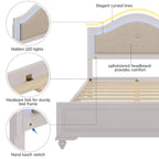Letto a piattaforma imbottito Queen con luci a LED e illuminazione regolabile