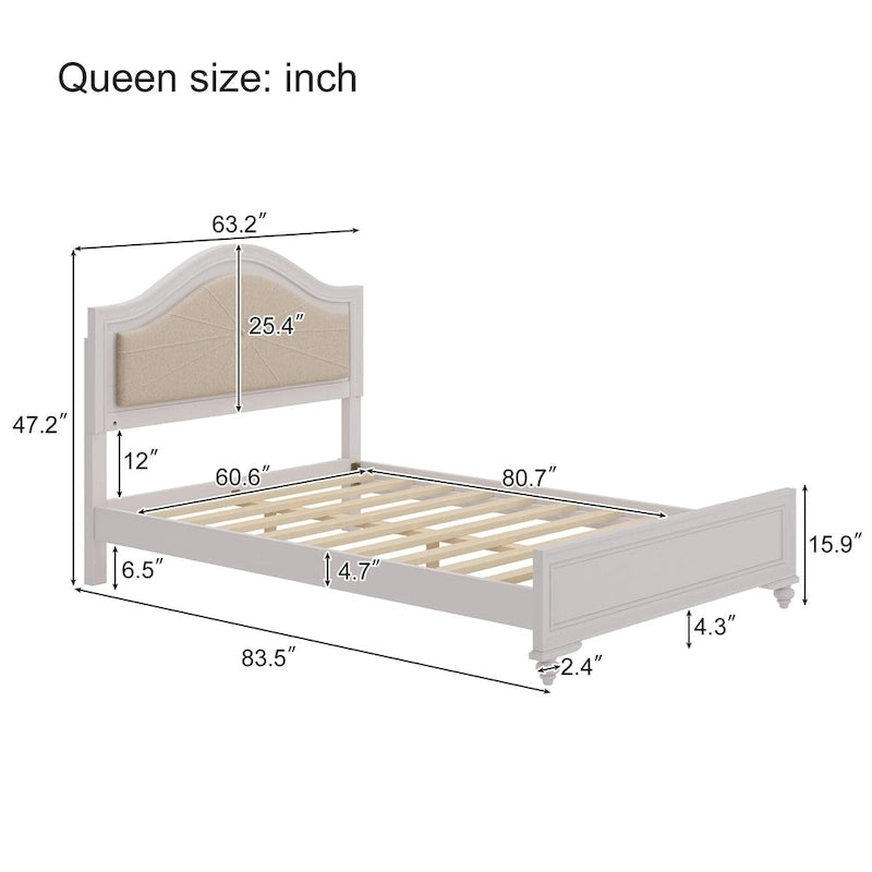 Letto a piattaforma imbottito Queen con luci a LED e illuminazione regolabile