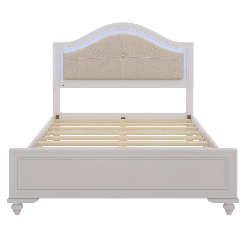 Letto a piattaforma imbottito Queen con luci a LED e illuminazione regolabile