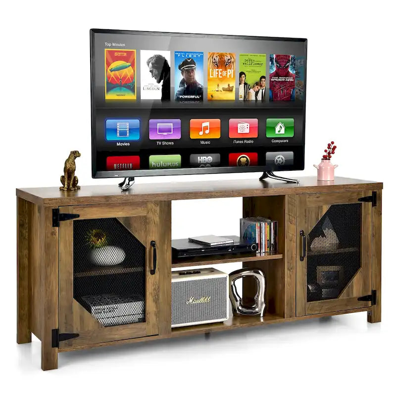 Mobile Porta TV, Centro Intrattenimento per TV fino a 65 pollici con Acciaio - 147 x 39 x 61 cm