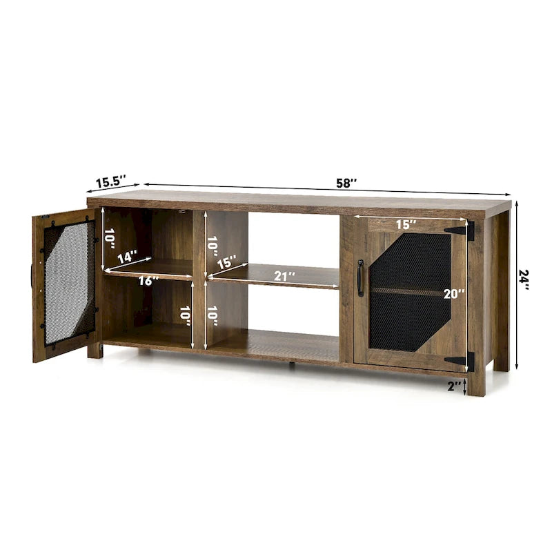 Mobile Porta TV, Centro Intrattenimento per TV fino a 65 pollici con Acciaio - 147 x 39 x 61 cm