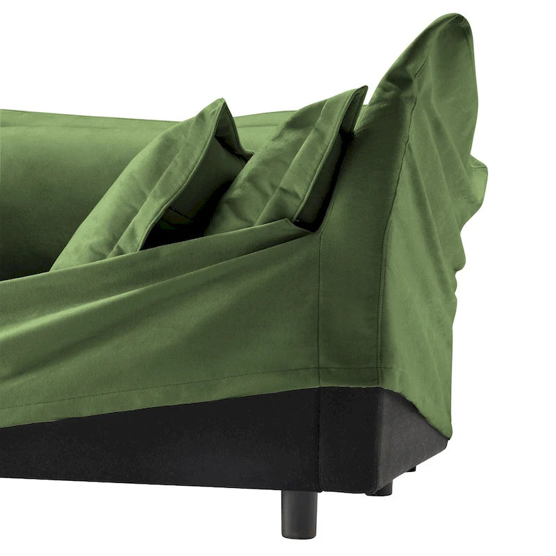 Divano componibile a U in ciniglia da 120" con 3 posti, cuscini con bordo francese e cuscini Cloud