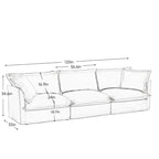 Divano componibile a U in ciniglia da 120" con 3 posti, cuscini con bordo francese e cuscini Cloud