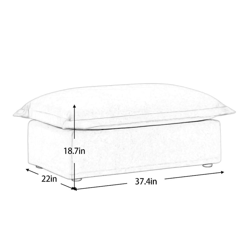 Divano componibile a U in ciniglia da 120" con 3 posti, cuscini con bordo francese e cuscini Cloud