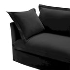Divano componibile a U in ciniglia da 120" con 3 posti, cuscini con bordo francese e cuscini Cloud