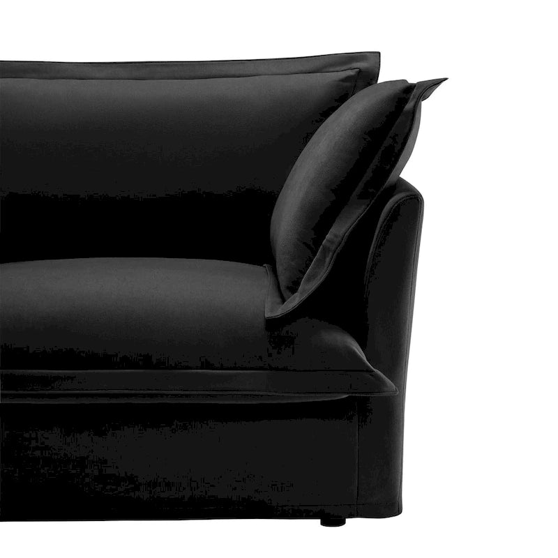 Divano componibile a U in ciniglia da 120" con 3 posti, cuscini con bordo francese e cuscini Cloud