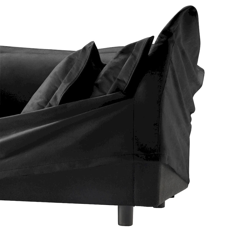 Divano componibile a U in ciniglia da 120" con 3 posti, cuscini con bordo francese e cuscini Cloud