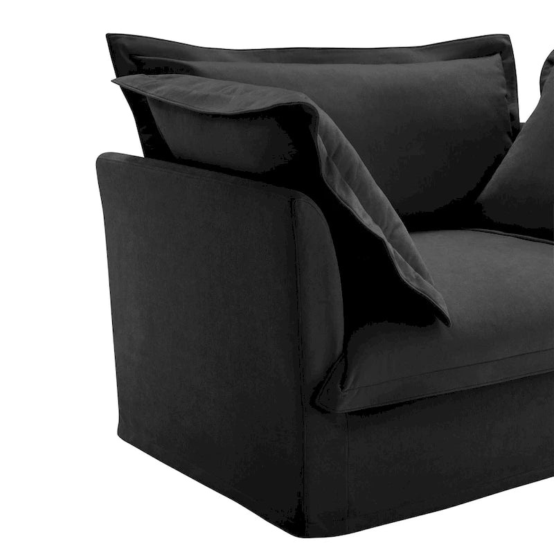 Divano componibile a U in ciniglia da 120" con 3 posti, cuscini con bordo francese e cuscini Cloud