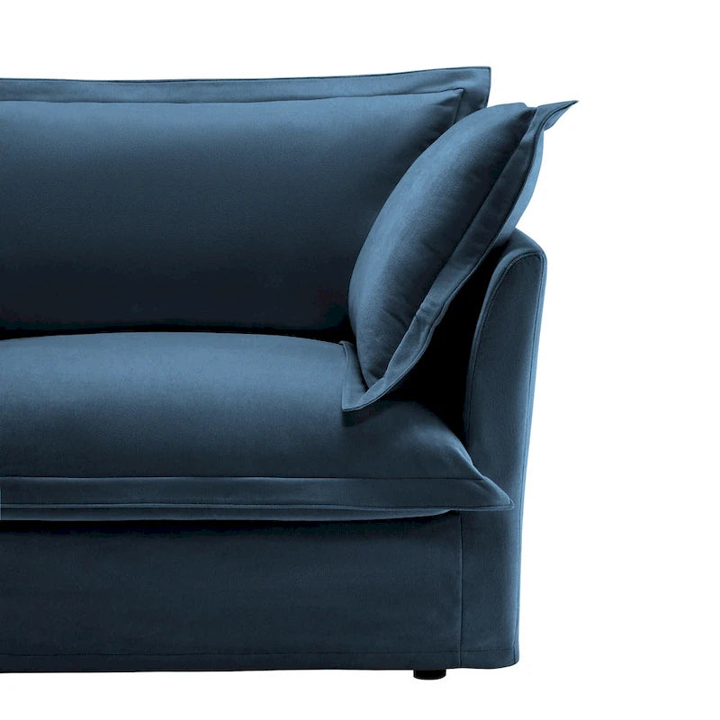 Divano componibile a U in ciniglia da 120" con 3 posti, cuscini con bordo francese e cuscini Cloud