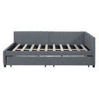 Divano Letto Imbottito Matrimoniale con 2 Cassetti Contenitore Struttura Letto Divano Nessuna Rete a Molle Necessaria, Tessuto Lino, Beige