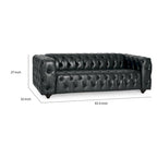 Divano Arlo, capitonné Chesterfield in similpelle nera, legno, 213 cm