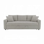 Divano letto Conan, letto matrimoniale estraibile, 2 cuscini, Bouclé grigio, 89 pollici
