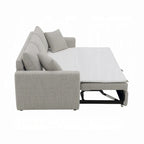 Divano letto Conan, letto matrimoniale estraibile, 2 cuscini, Bouclé grigio, 89 pollici