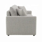 Divano letto Conan, letto matrimoniale estraibile, 2 cuscini, Bouclé grigio, 89 pollici
