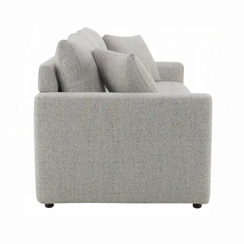 Divano letto Conan, letto matrimoniale estraibile, 2 cuscini, Bouclé grigio, 89 pollici